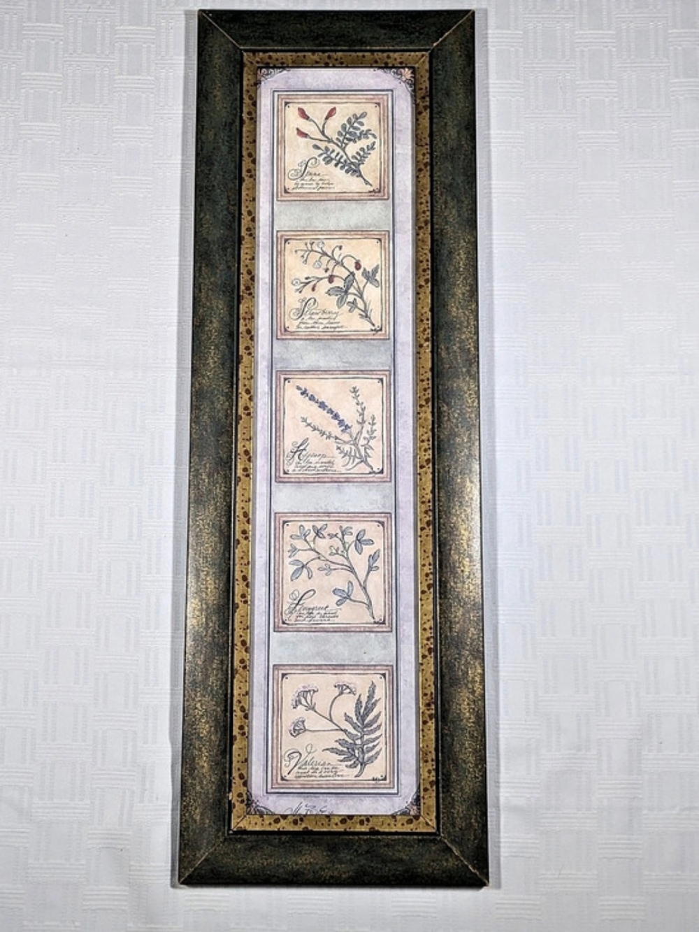 Framed Botanical Floral Wall Art Green Gold